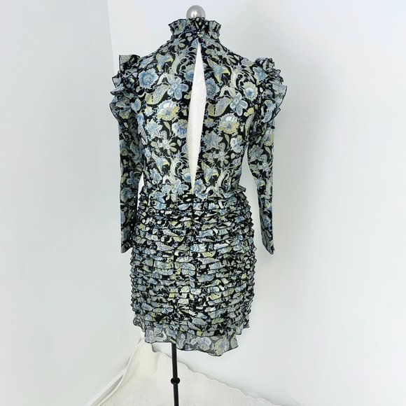 Robert Rodriguez 6 Silk Cotton Print Ruffle Dress - Picture 6 of 16
